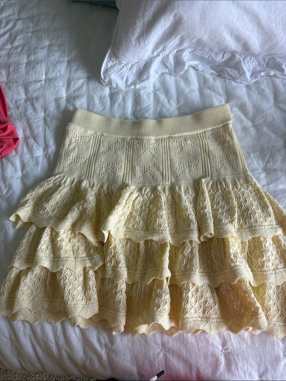 NEVER WORN yellow Tiered Knit Ruffle Skirt